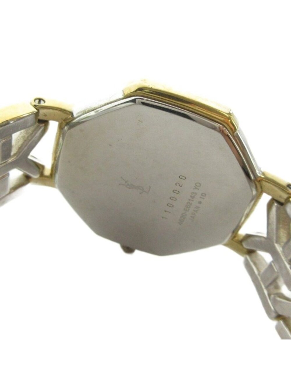 Saint Laurent Watch Quartz Octagon Roman Silver Color Gold - Picture 6 of 6